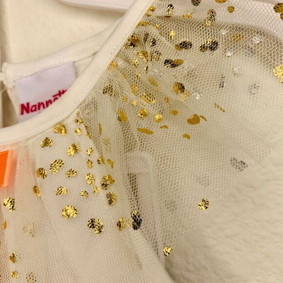 Nannette Girl’s Set White Gold Dress+ Pants - Picture 4 of 6